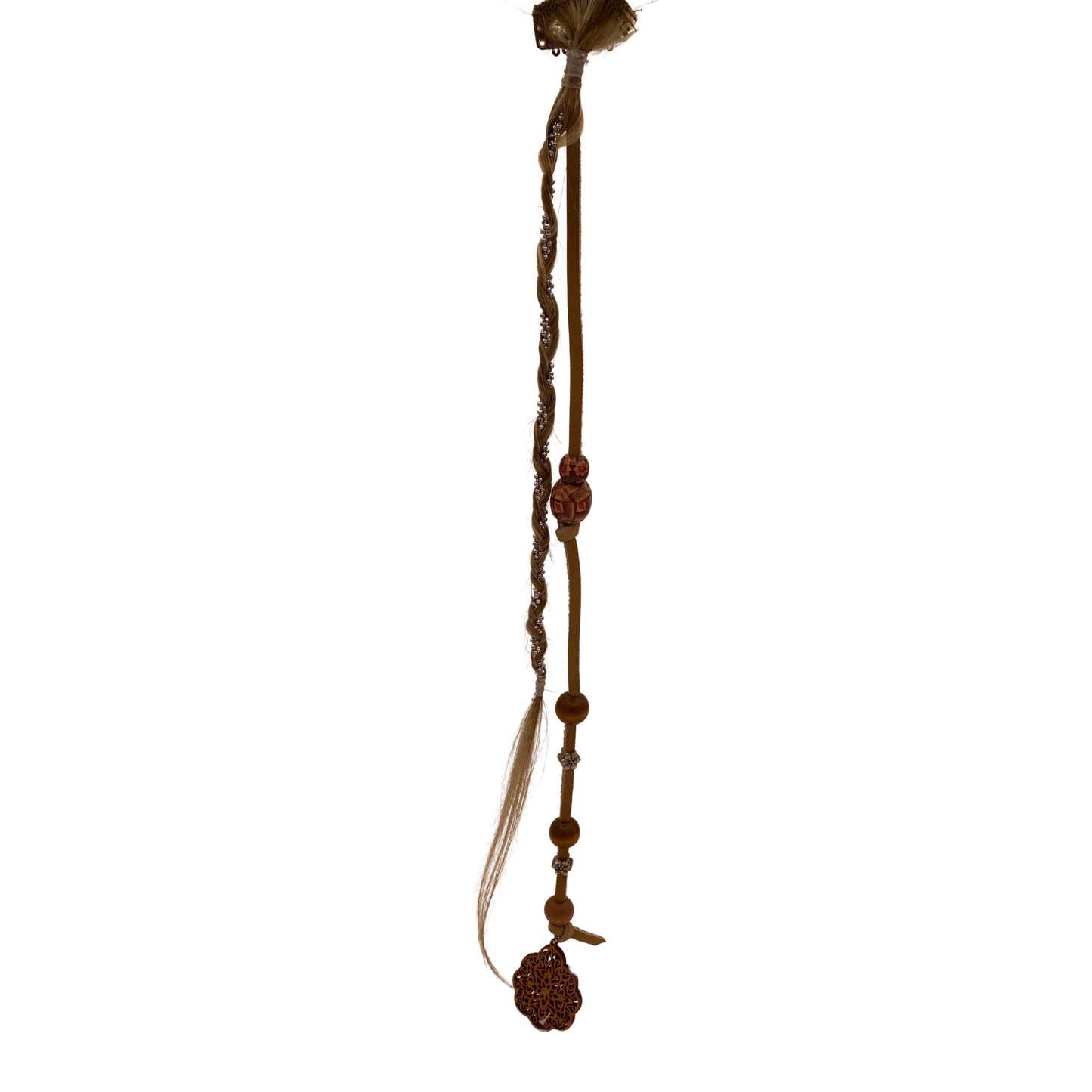 K-Clip Hair Extension - Double Blonde! (Beaded Leather & Braided Chain)