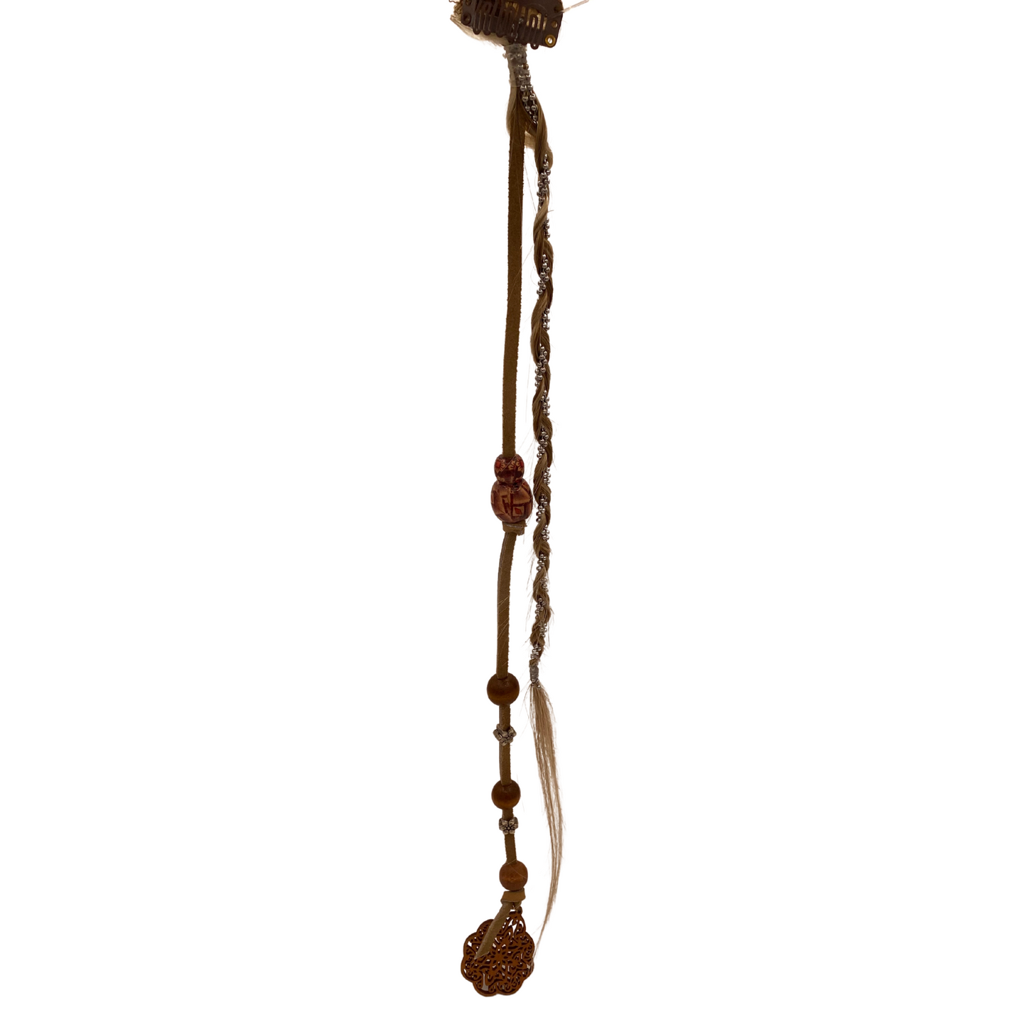 K-Clip Hair Extension - Double Blonde! (Beaded Leather & Braided Chain)