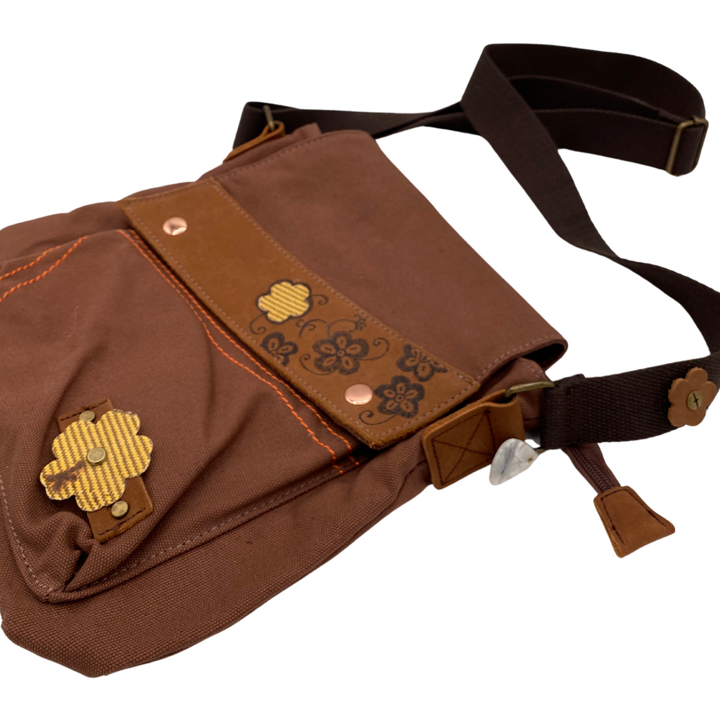 K-Girl Canvas Shoulder Crossbody Bag - Burned Flowers