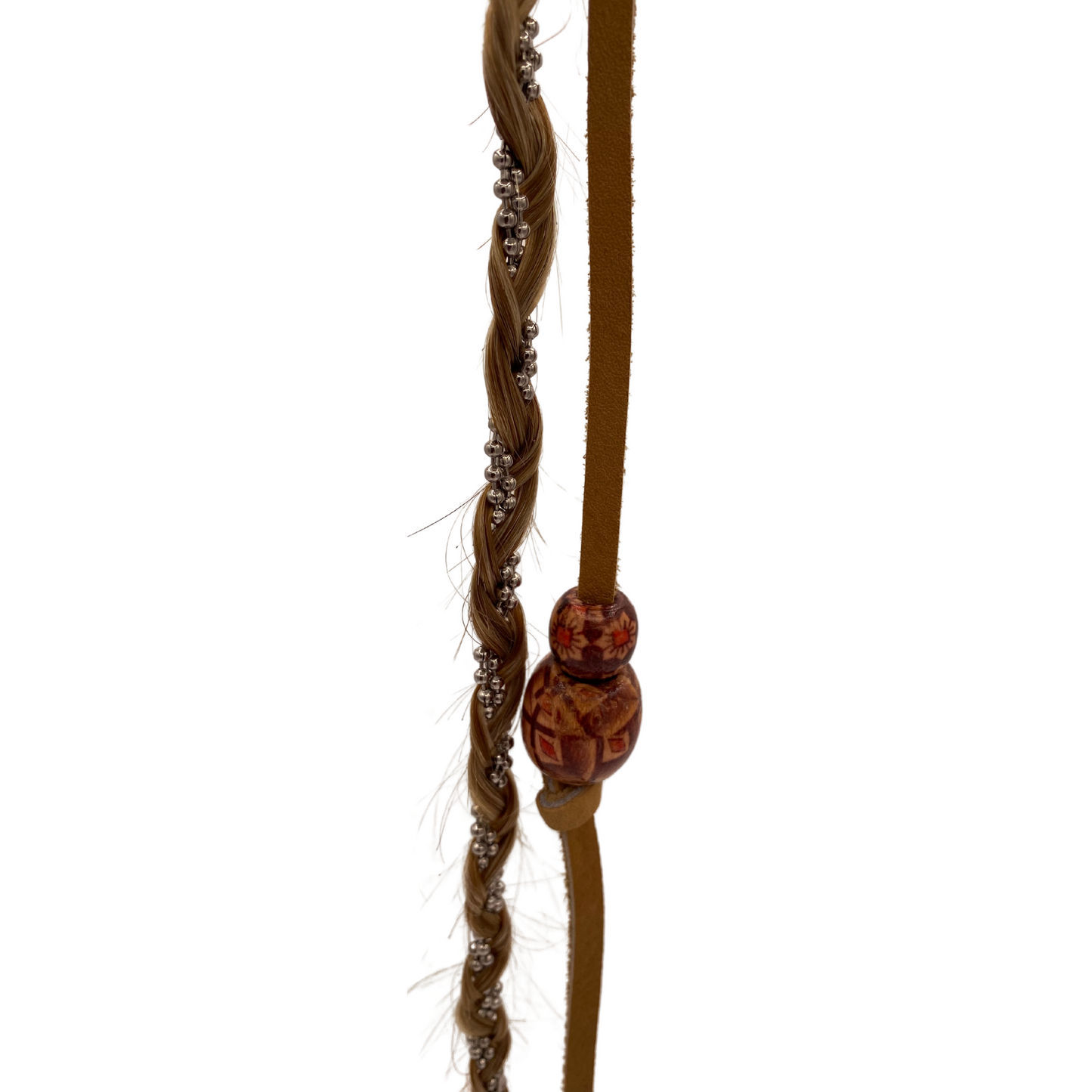 K-Clip Hair Extension - Double Blonde! (Beaded Leather & Braided Chain)