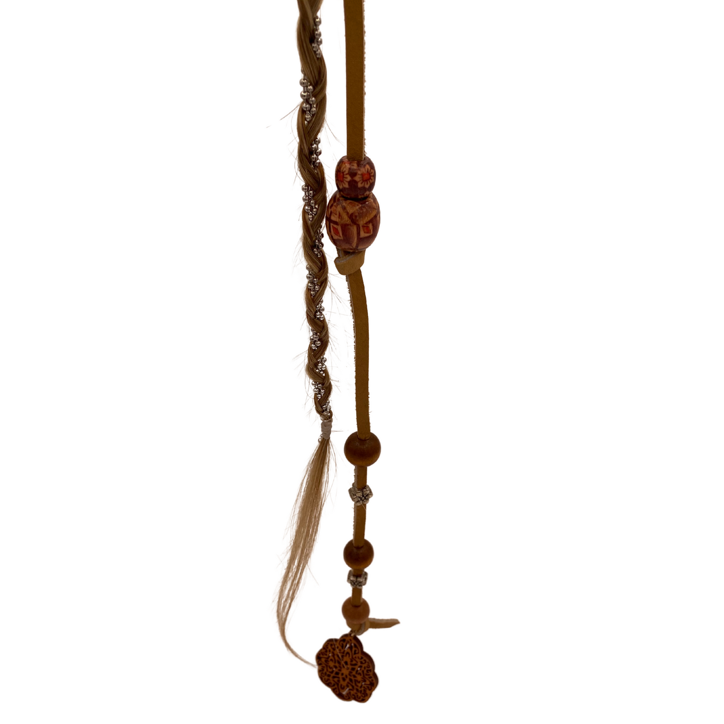 K-Clip Hair Extension - Double Blonde! (Beaded Leather & Braided Chain)